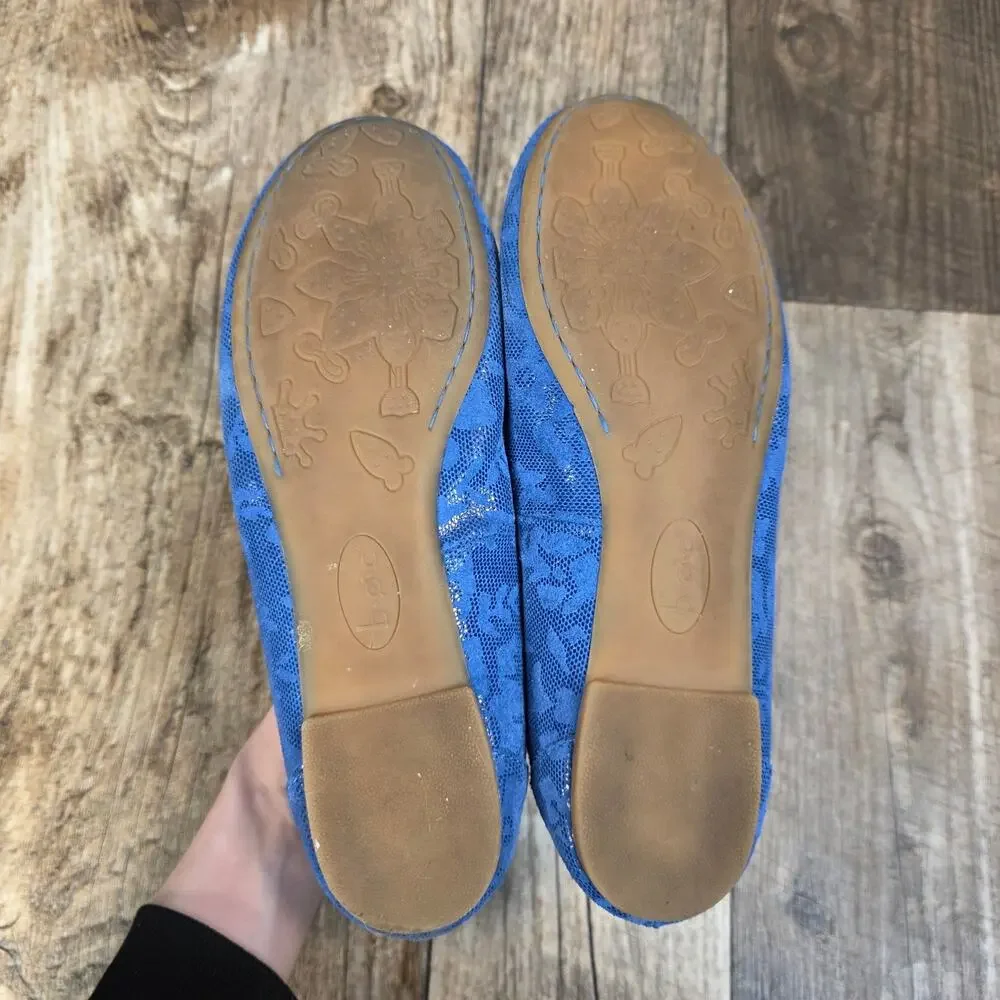 BOC Born Balet Flat Blue Size 7 Snakeskin Print